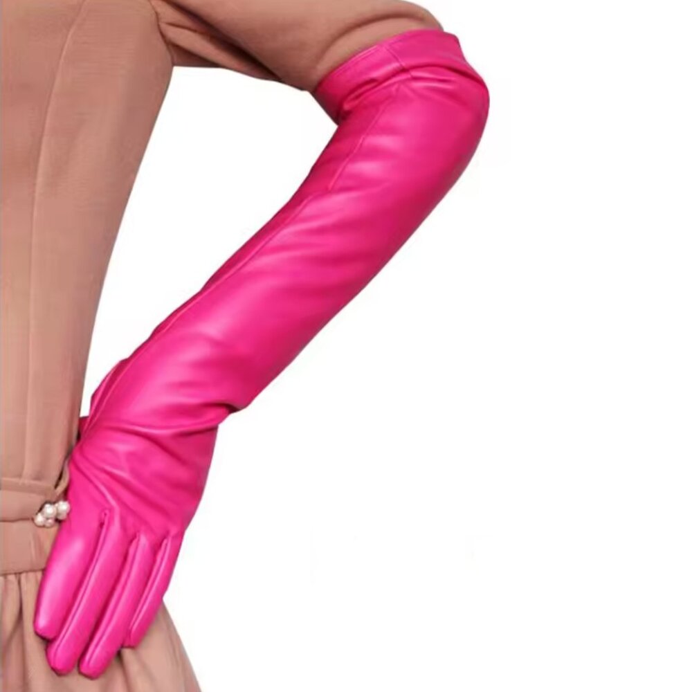 Pink Vegan Leather Opera Gloves RARE